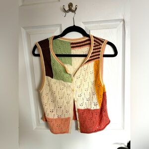 American eagle patchwork button knit vest size medium